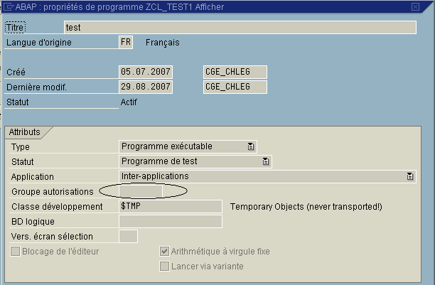 Autorisation dans les prorits du programme